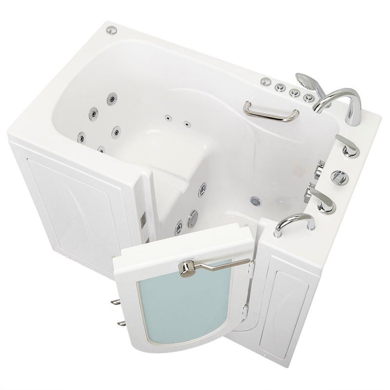 Ella Capri 30"x52" Acrylic Hydro and Independent Foot Massage Walk-In Bathtub with Right Outward Swing Door, Heated Seat, 5 Piece Fast Fill Faucet, 2" Dual Drain