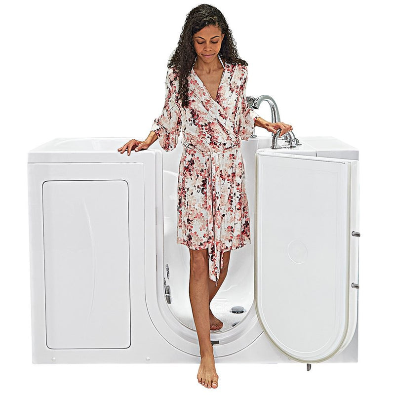 Ella Capri 30"x52" Acrylic Hydro and Independent Foot Massage Walk-In Bathtub with Right Outward Swing Door, Heated Seat, 5 Piece Fast Fill Faucet, 2" Dual Drain