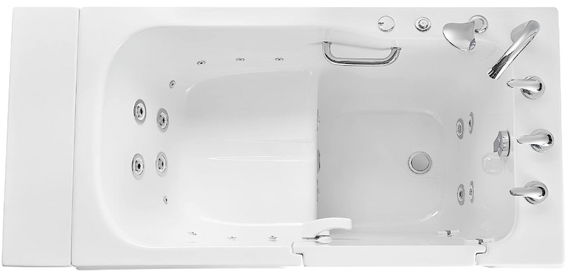 Ella Standard Acrylic Hydro Massage Walk in Tub 30"x52", Right Inward Swing Door, 5 Piece Faucet