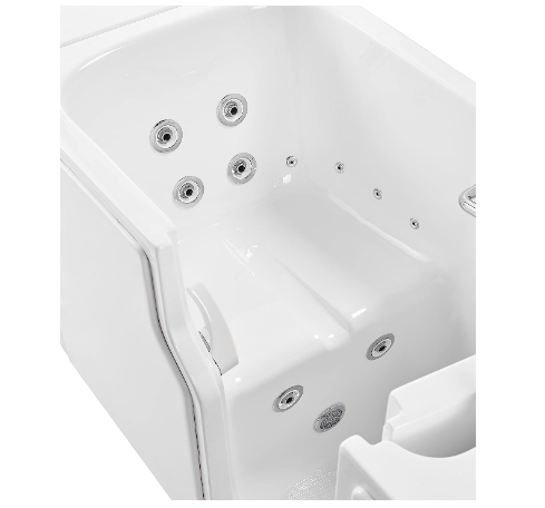 Ella Standard Acrylic Hydro Massage Walk in Tub 30"x52", Right Inward Swing Door, 5 Piece Faucet