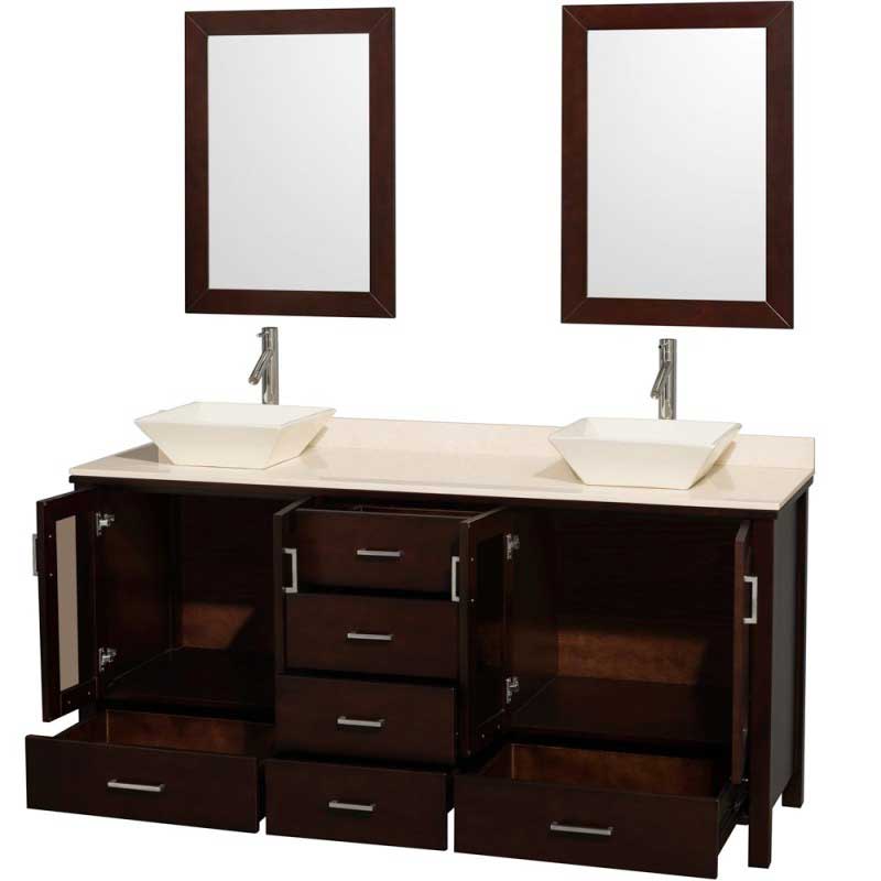 Wyndham Collection Lucy 72" Double Bathroom Vanity Set with Vessel Sinks - Espresso WC-MS015-72-ESP-OVER 3