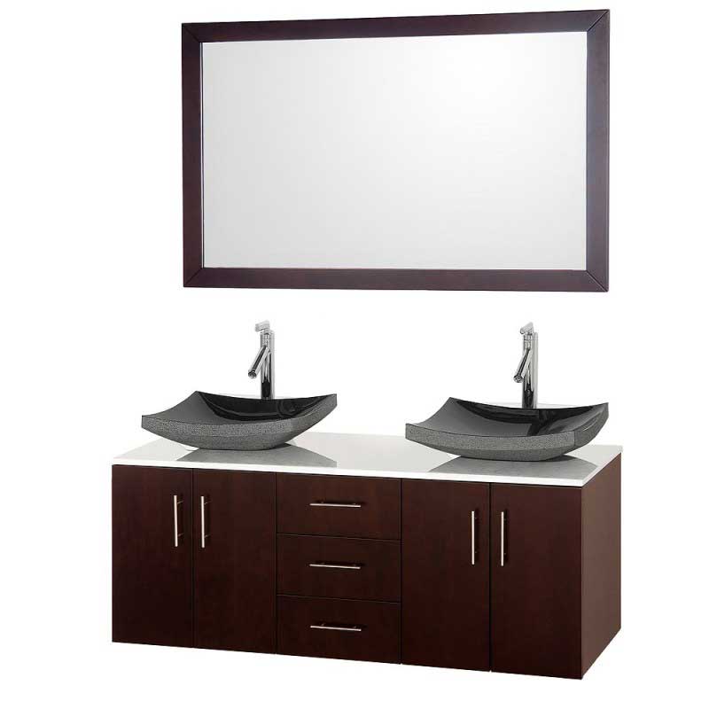 Wyndham Collection Arrano 55" Double Bathroom Vanity Set with Vessel Sinks - Espresso WC-B400-55-ESP-OM