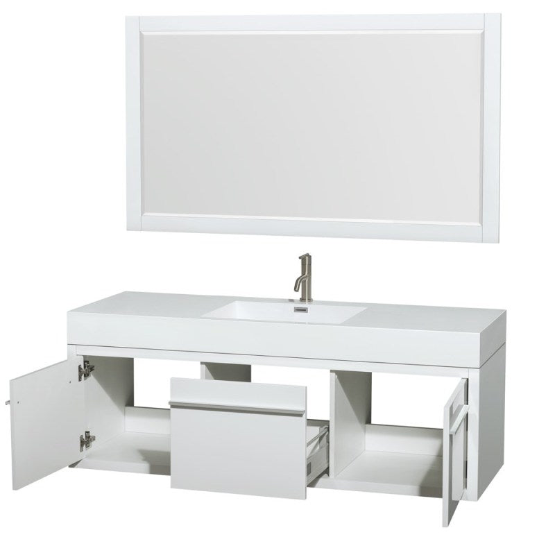 Wyndham Collection Axa 60" Single Bathroom Vanity in Glossy White, Acrylic Resin Countertop, Integrated Sink, and 58" Mirror WCR430060SGWARINTM58 2