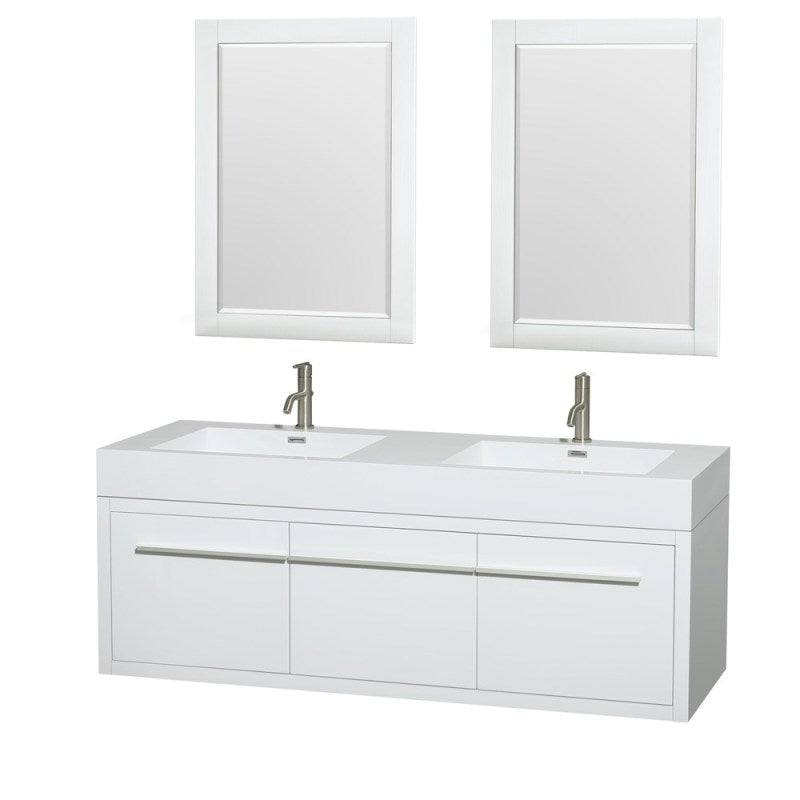 Wyndham Collection Axa 60" Wall-Mounted Double Bathroom Vanity Set With Integrated Sinks - Glossy White WC-R4300-60-VAN-WHT 2