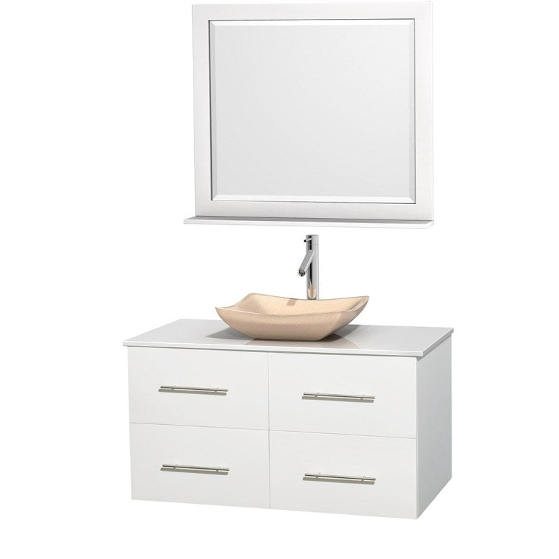 Wyndham Collection Centra 42" Single Bathroom Vanity Set for Vessel Sink - Matte White WC-WHE009-42-SGL-VAN-WHT 7
