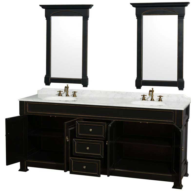 Wyndham Collection Andover 80" Traditional Bathroom Double Vanity Set - Black WC-TD80-BLK 2