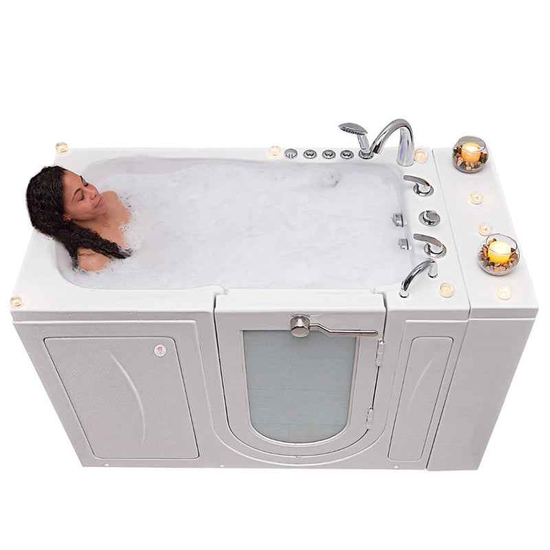 Ella Capri 30"x52" Acrylic Air and Hydro Massage and Heated Seat Walk-In Bathtub with Right Outward Swing Door, 5 Piece Fast Fill Faucet, 2" Dual Drain