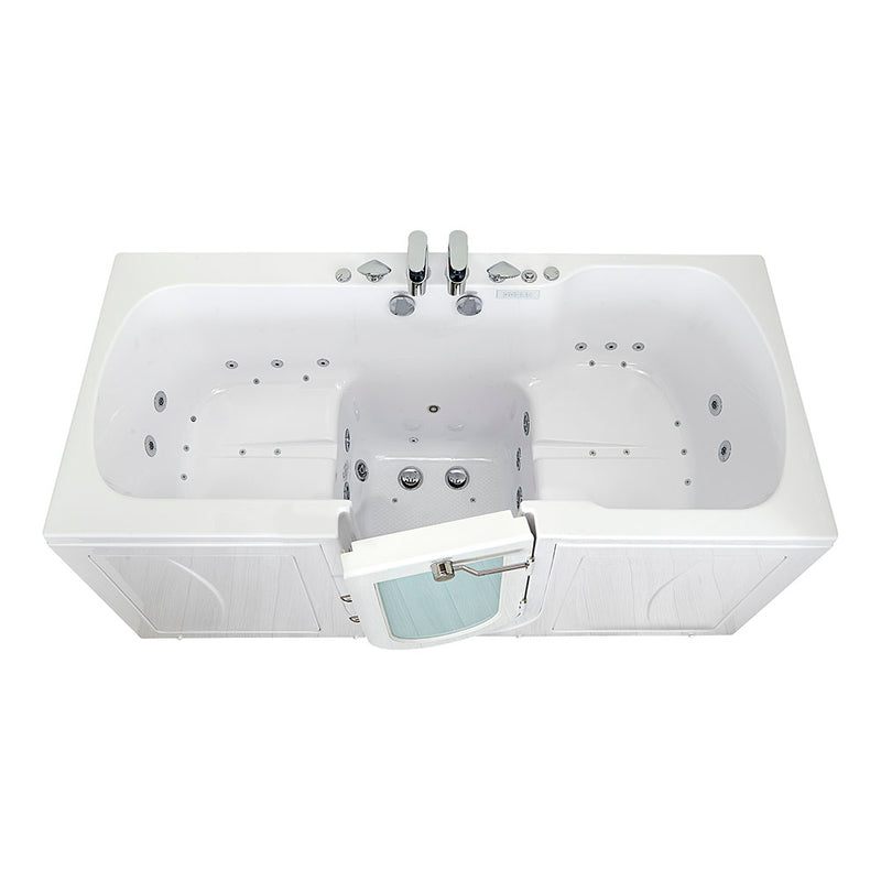 Ella Big4Two 36"x80" Hydro + Air Massage w/ Independent Foot Massage Acrylic Two Seat Walk-In-Bathtub, Right Outswing Door, 2x2 Piece Fast Fill Faucet, 2" Dual Drain