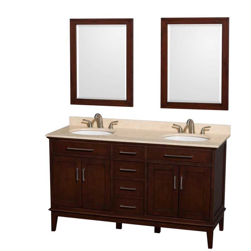 Wyndham Collection Hatton 60" Double Bathroom Vanity - Dark Chestnut WC-1616-60-DBL-VAN-CDK
