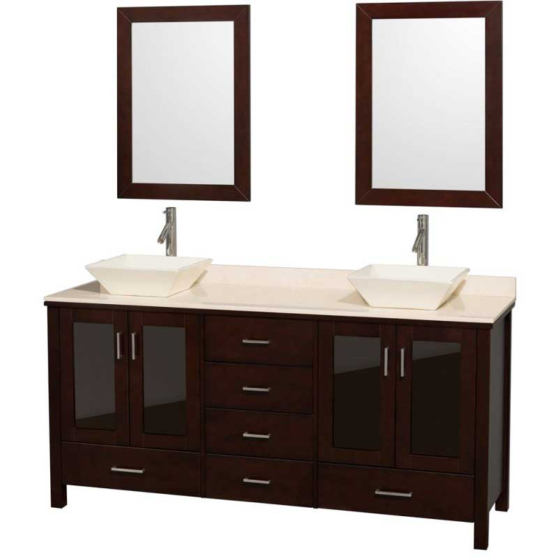 Wyndham Collection Lucy 72" Double Bathroom Vanity Set with Vessel Sinks - Espresso WC-MS015-72-ESP-OVER 2