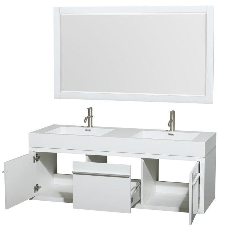 Wyndham Collection Axa 60" Wall-Mounted Double Bathroom Vanity Set With Integrated Sinks - Glossy White WC-R4300-60-VAN-WHT 3