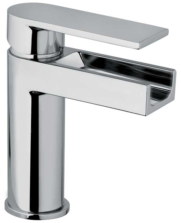 Jewel Faucets Single Joystick Handle Lavatory Faucet With Waterfall Spout Designer Finish 14211WFS-X