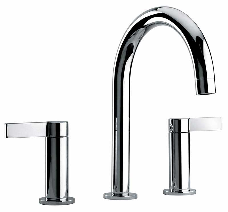 Jewel Faucets Chrome Two Lever Handle Widespread Lavatory Faucet With Classic Spout 14214