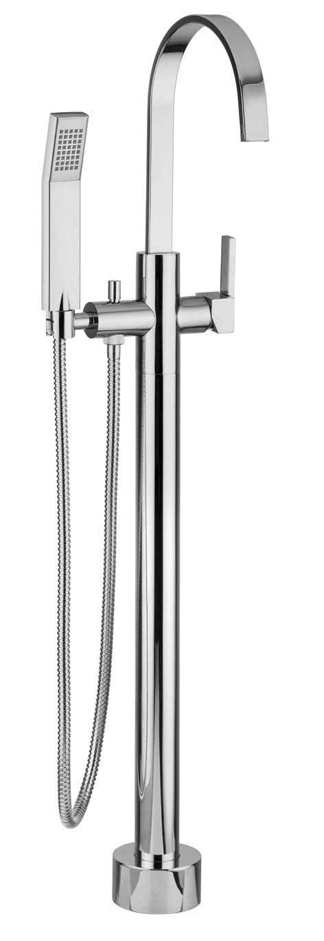 Jewel Faucets Floor Mounted Free Standing Bath Filler and Hand Shower Series J15 in Chrome 15295