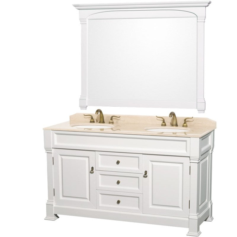 Wyndham Collection Andover 60" Traditional Bathroom Double Vanity Set - White WC-TD60-WHT