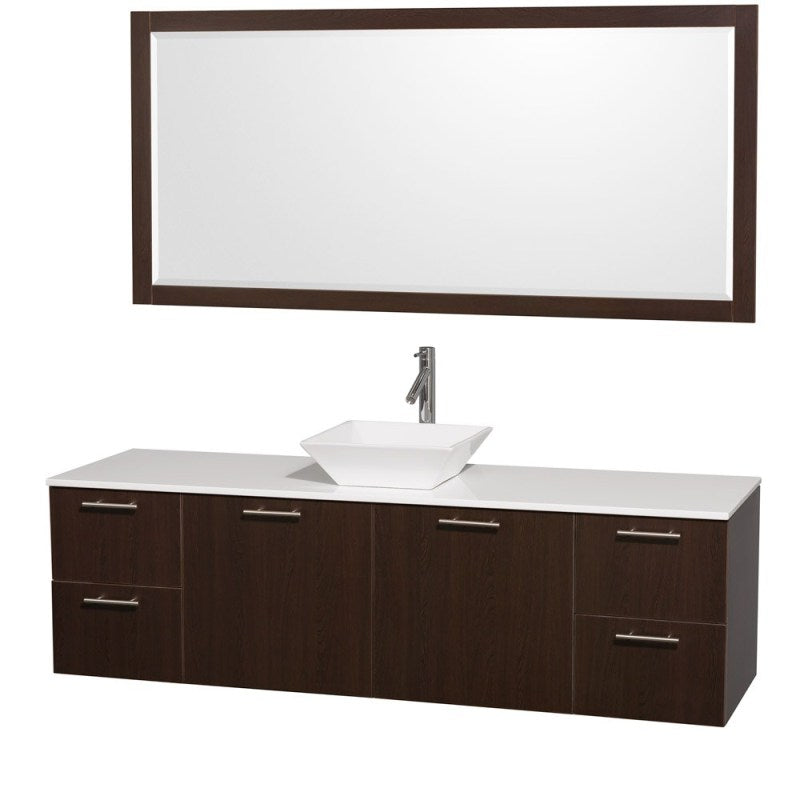 Wyndham Collection Amare 72" Wall-Mounted Single Bathroom Vanity Set with Vessel Sink - Espresso WC-R4100-72-ESP-SGL 7