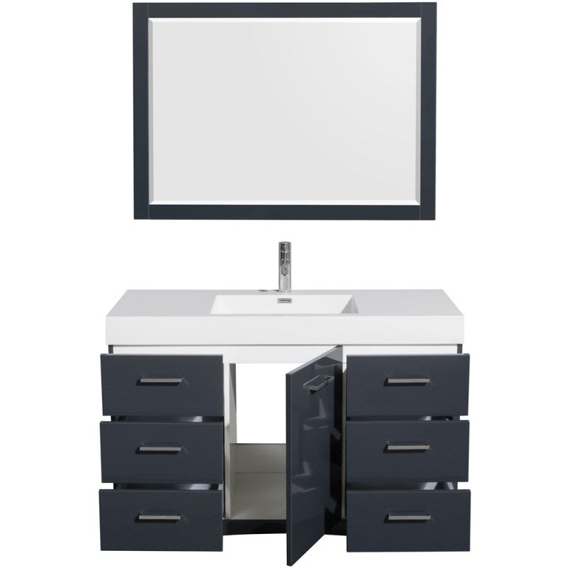 Wyndham Collection Delray 48" Bathroom Vanity Set With Integrated Sink - Clay, 46" Mirror Included WCR440048SCYARINTM46 4