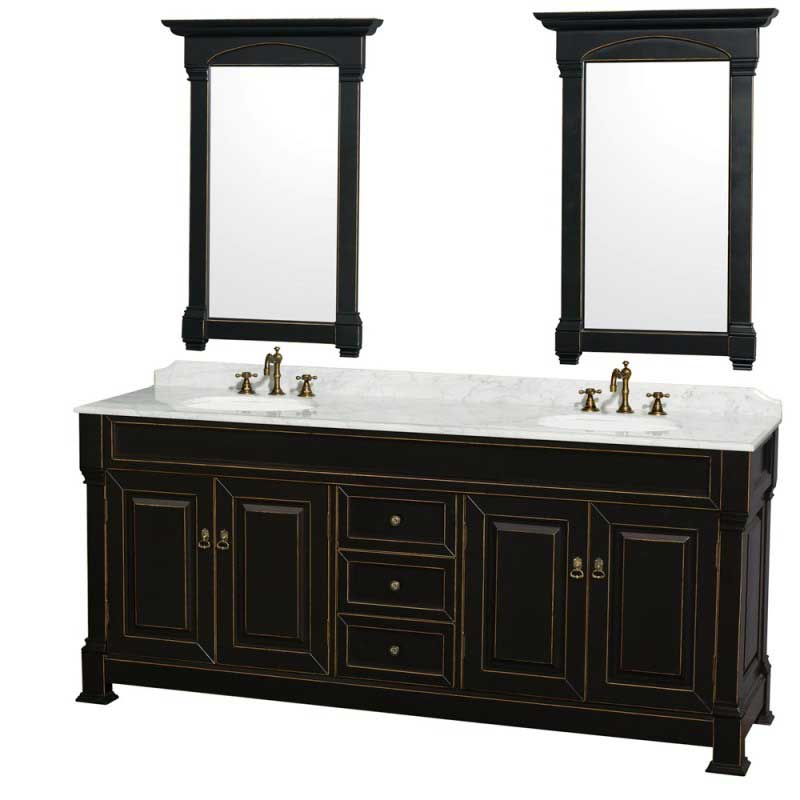 Wyndham Collection Andover 80" Traditional Bathroom Double Vanity Set - Black WC-TD80-BLK