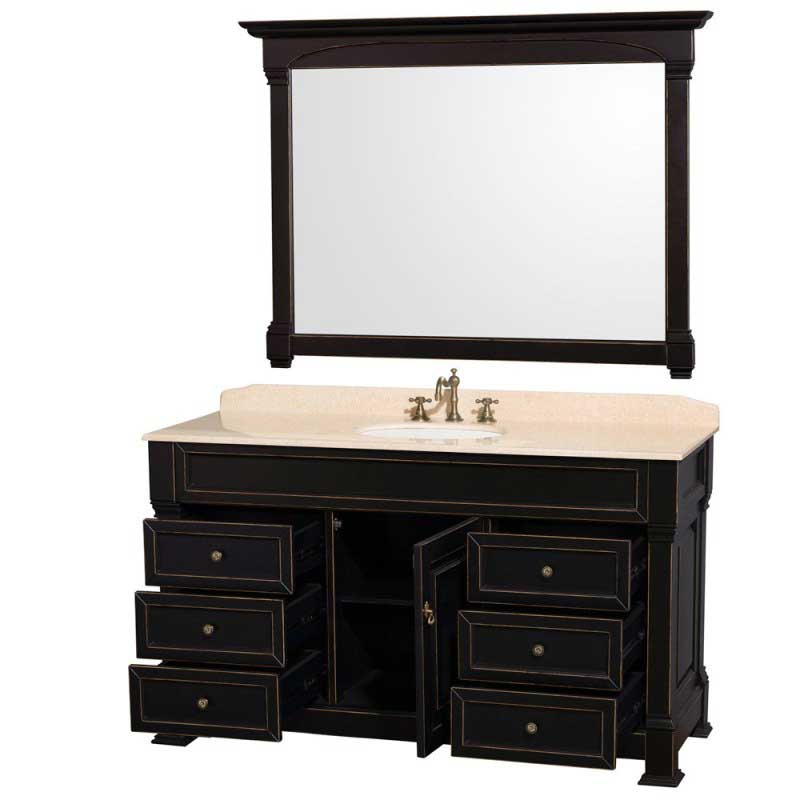 Wyndham Collection Andover 60" Traditional Bathroom Vanity Set - Black WC-TS60-BLK 2