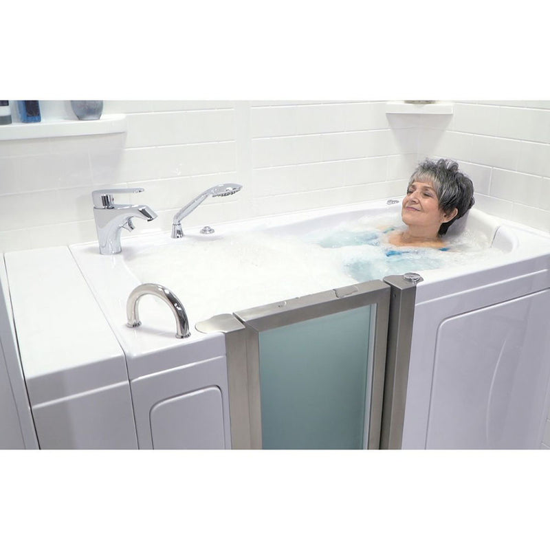Ella Peitite 28"x52" Acrylic Hydro Massage Walk-In Bathtub with Left Inward Swing Door, 2 Piece Fast Fill Faucet, 2" Dual Drain 2