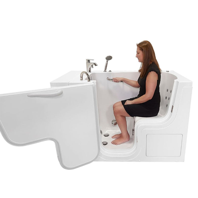 Ella Wheelchair Transfer 32"x52" Acrylic Hydro Massage Walk-In Bathtub with Left Outward Swing Door, 2 Piece Fast Fill Faucet, 2" Dual Drain 2