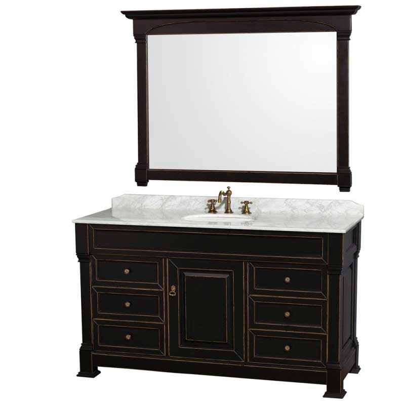 Wyndham Collection Andover 60" Traditional Bathroom Vanity Set - Black WC-TS60-BLK 3