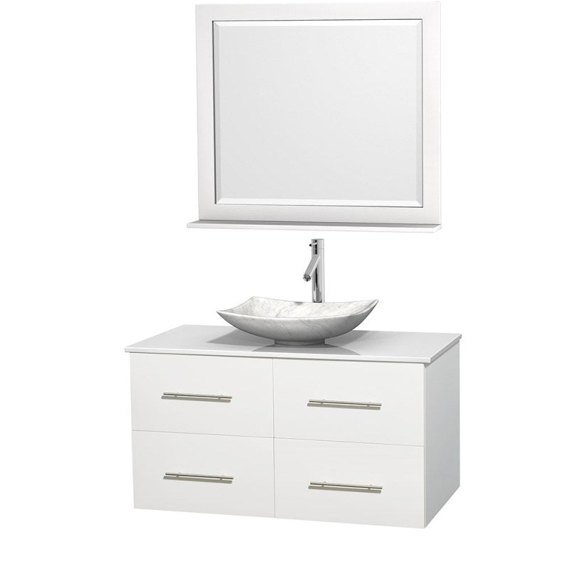 Wyndham Collection Centra 42" Single Bathroom Vanity Set for Vessel Sink - Matte White WC-WHE009-42-SGL-VAN-WHT 3