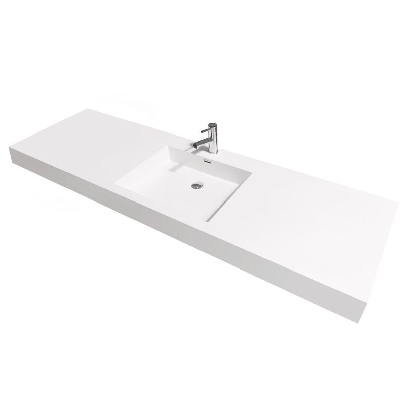 Wyndham Collection Amare 72" Single Bathroom Vanity in Glossy White, Acrylic-Resin Countertop, Integrated Sink, and 70" Mirror WCR410072SGWARINTM70 3
