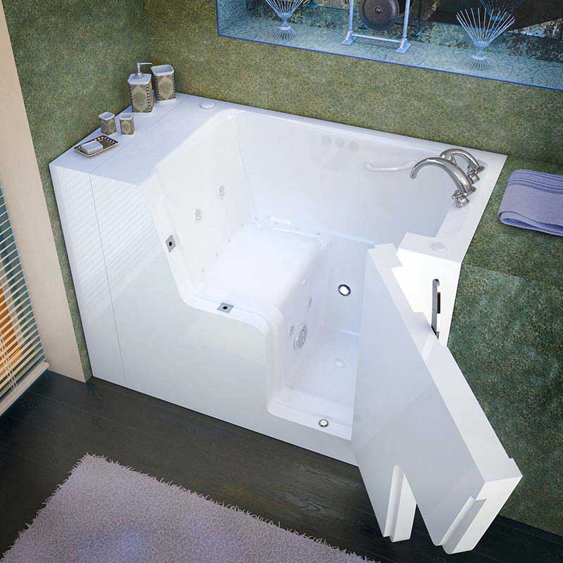 Venzi 29x53 Right Drain White Whirlpool & Air Jetted Wheelchair Accessible Walk In Bathtub By Meditub