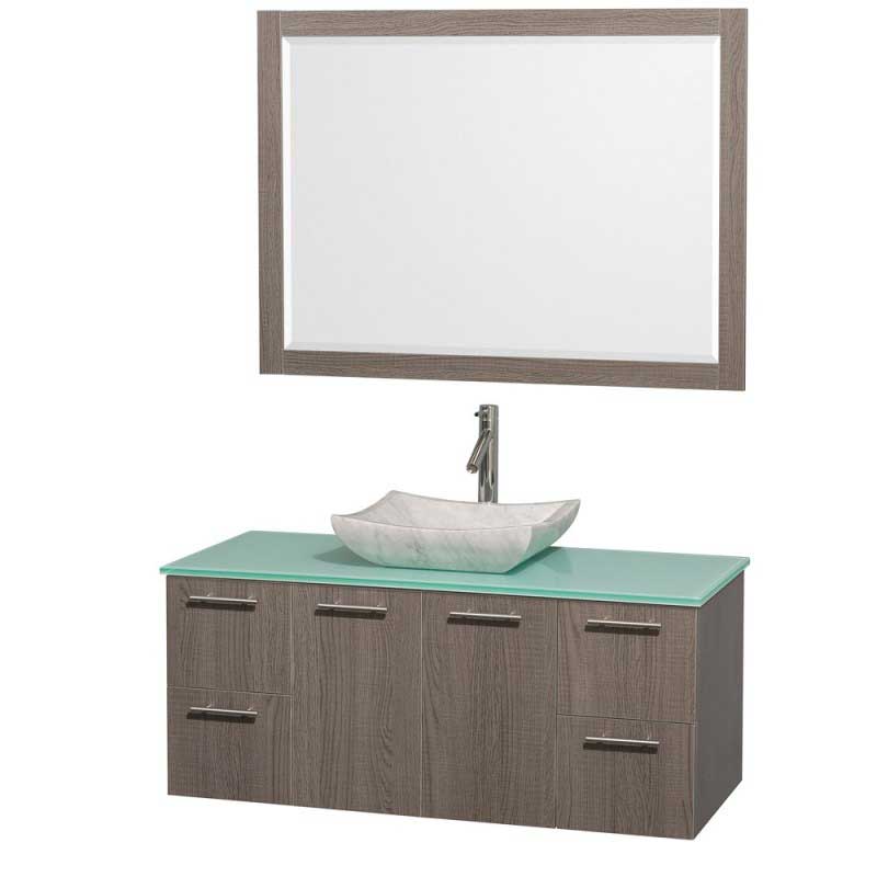 Wyndham Collection Amare 48" Wall-Mounted Bathroom Vanity Set with Vessel Sink - Gray Oak WC-R4100-48-GROAK 6