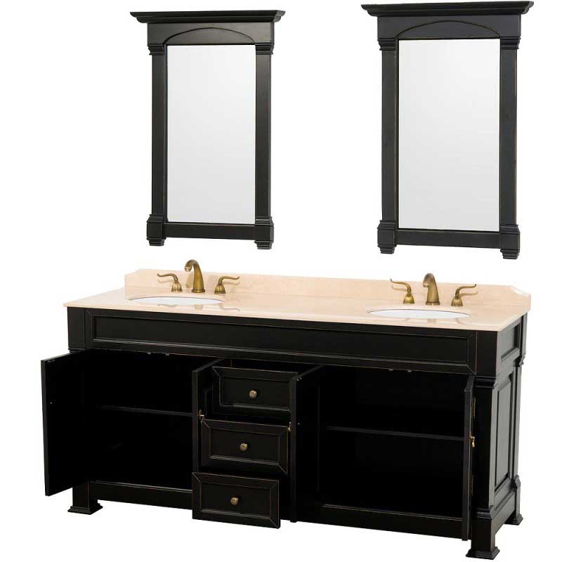 Wyndham Collection Andover 72" Traditional Bathroom Double Vanity Set - Black WC-TD72-BLK 5