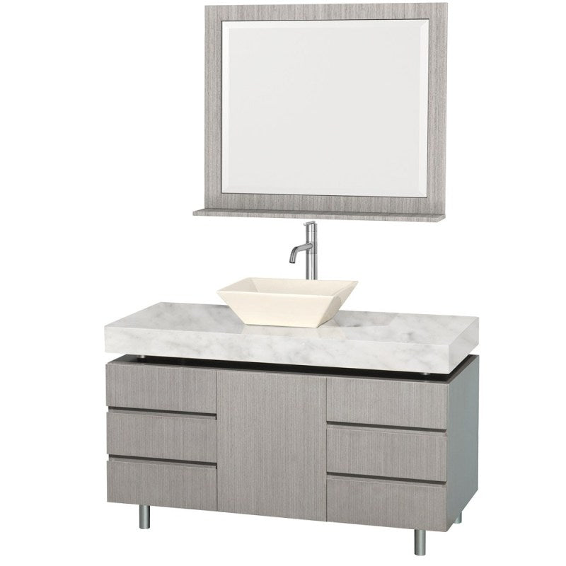 Wyndham Collection Malibu 48" Bathroom Vanity Set - Gray Oak Finish with White Carrera Marble Counter WC-CG3000-48-GROAK-WHTCAR 5