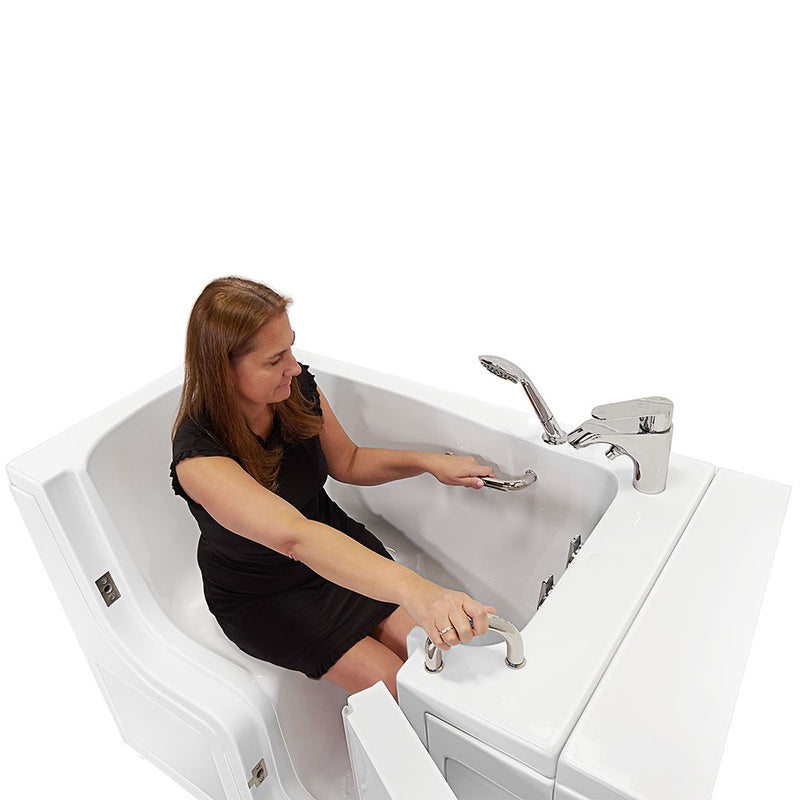 Ella Wheelchair Transfer 32"x52" Acrylic Soaking Walk-In-Bathtub, Right Outward Swing Door, 2 Piece Fast Fill Faucet, 2" Dual Drain 3