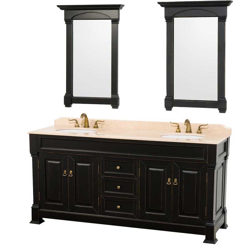 Wyndham Collection Andover 72" Traditional Bathroom Double Vanity Set - Black WC-TD72-BLK