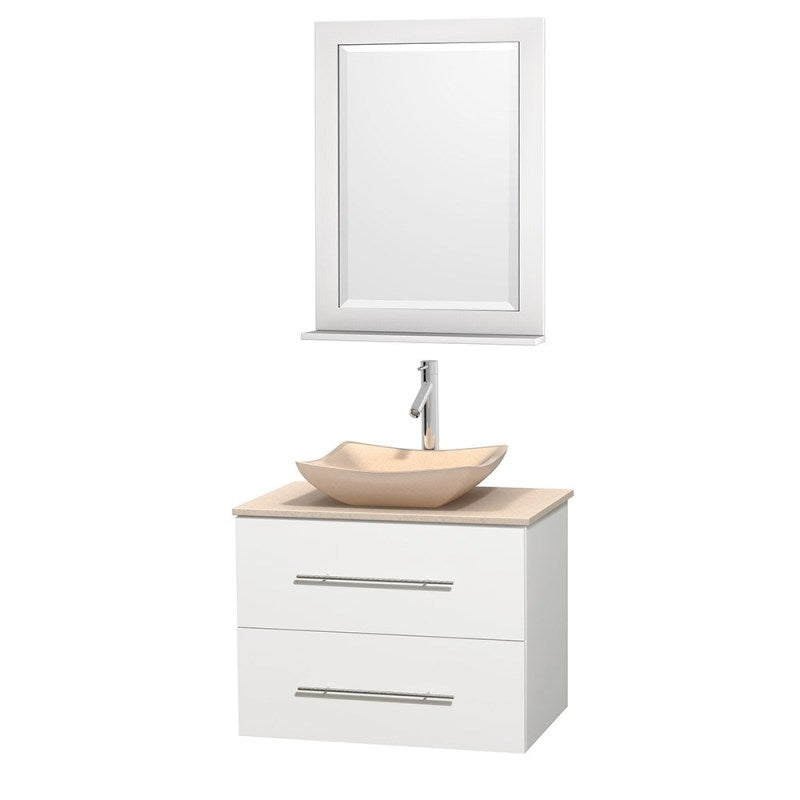 Wyndham Collection Centra 30" Single Bathroom Vanity Set for Vessel Sink - Matte White WC-WHE009-30-SGL-VAN-WHT