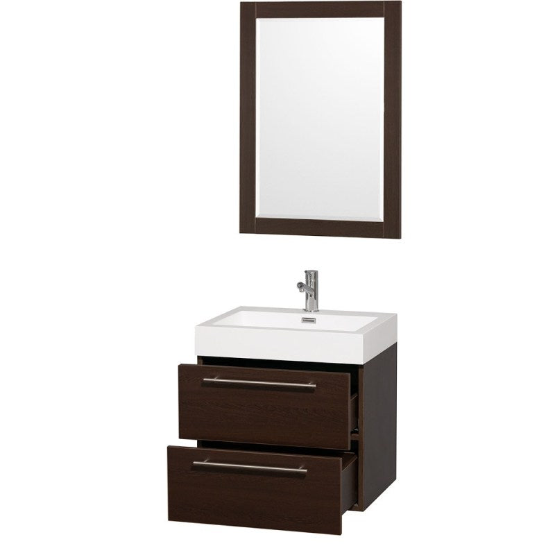 Wyndham Collection Amare 24" Wall-Mounted Bathroom Vanity Set with Integrated Sink - Espresso WC-R4100-24-VAN-ESP- 2