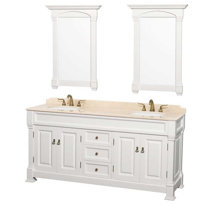 Wyndham Collection Andover 72" Traditional Bathroom Double Vanity Set - White WC-TD72-WHT