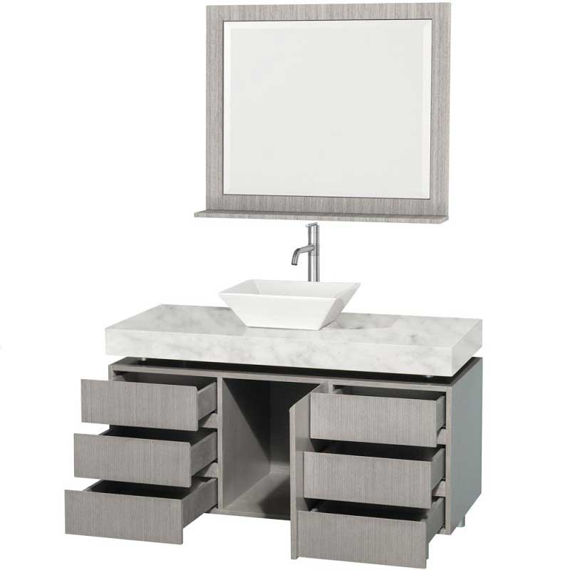 Wyndham Collection Malibu 48" Bathroom Vanity Set - Gray Oak Finish with White Carrera Marble Counter WC-CG3000-48-GROAK-WHTCAR 6