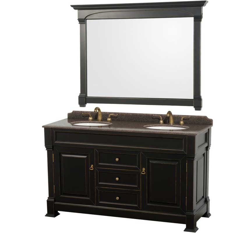 Wyndham Collection Andover 60" Traditional Bathroom Double Vanity Set - Black WC-TD60-BLK 3