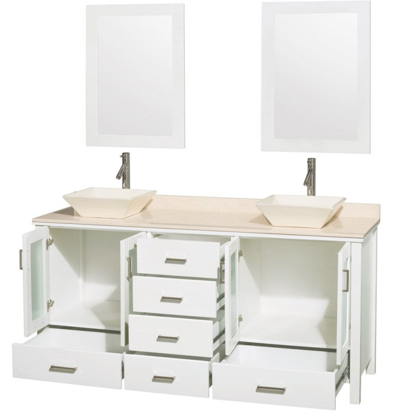 Wyndham Collection Lucy 72" Double Bathroom Vanity Set with Vessel Sinks - White WC-MS015-72-WHT-OVER 3