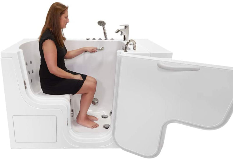 32x52 Transfer Hydro Foot Massage Acrylic Walk-In Tub, Fast Fill Faucet, 2" Dual Drain (Right Door w/ Heated Seat)