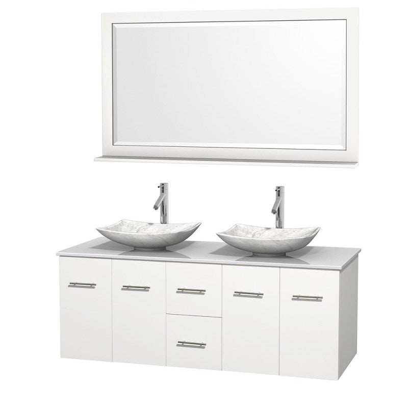 Wyndham Collection Centra 60" Double Bathroom Vanity Set for Vessel Sinks - Matte White WC-WHE009-60-DBL-VAN-WHT 2