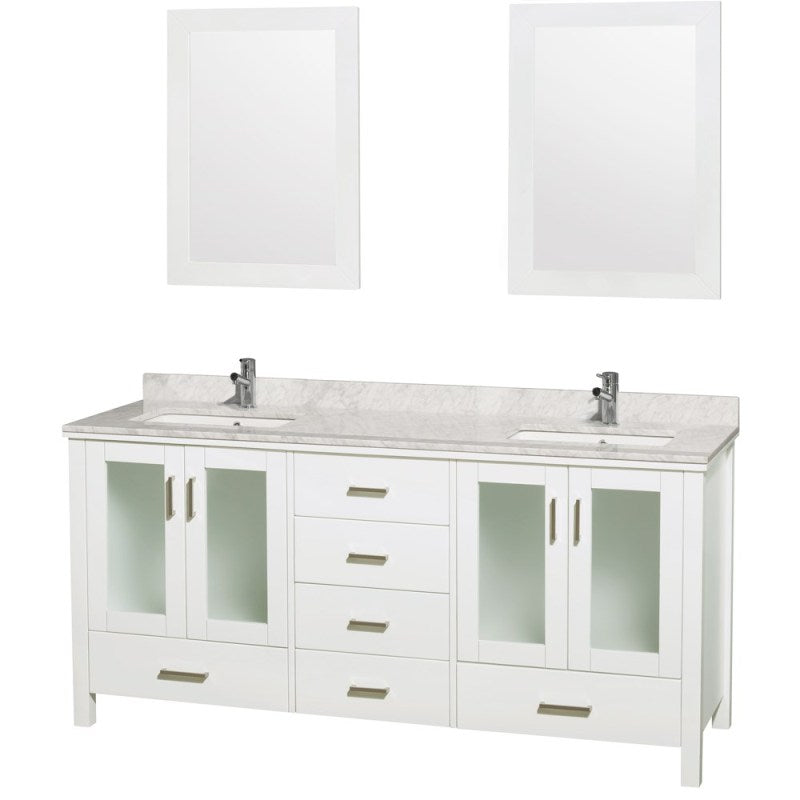 Wyndham Collection Lucy 72" Double Bathroom Vanity Set Undermount - White WC-MS015-72-WHT-UNDER