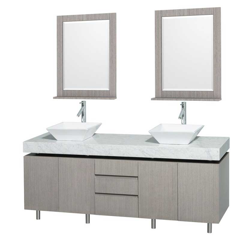 Wyndham Collection Malibu 72" Double Bathroom Vanity Set - Gray Oak Finish with White Carrera Marble Counter WC-CG3000-72-GROAK-WHTCAR 3