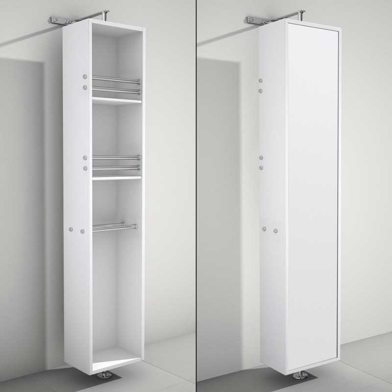 Wyndham Collection April Rotating Floor Cabinet with Mirror - Matte White WC-V202-WHT