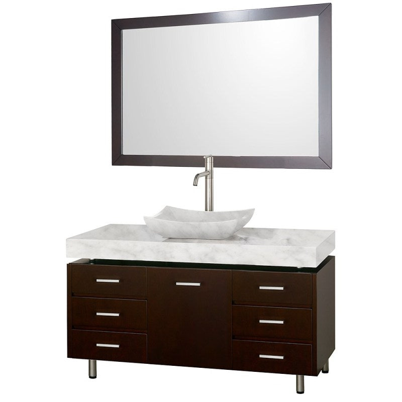Wyndham Collection Malibu 48" Bathroom Vanity Set - Espresso Finish with White Carrera Marble Counter and Handles WC-CG3000H-48-ESP-WHTCAR 4