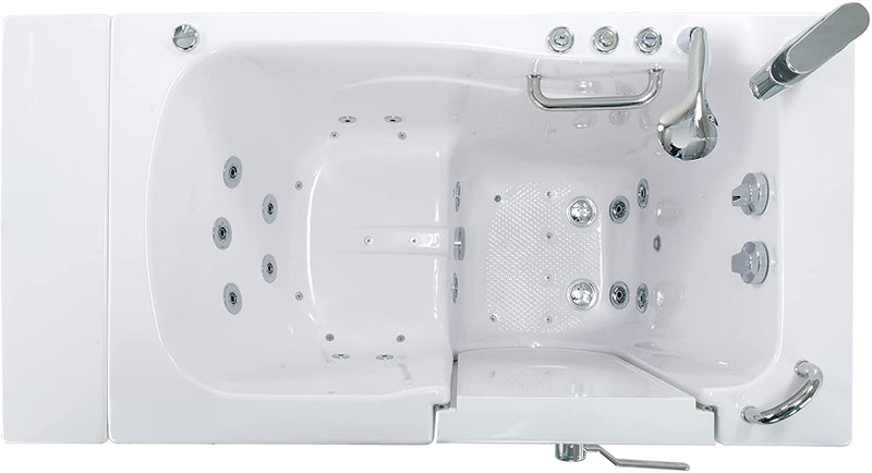 Ellas Bubbles Monaco 32x52 Acrylic Air and Hydro Massage Walk-In Bathtub with Left Outward Swing Door, 2 Piece Fast Fill Faucet, 2" Dual Drain (Dual 2 Piece Faucet Right), White 3