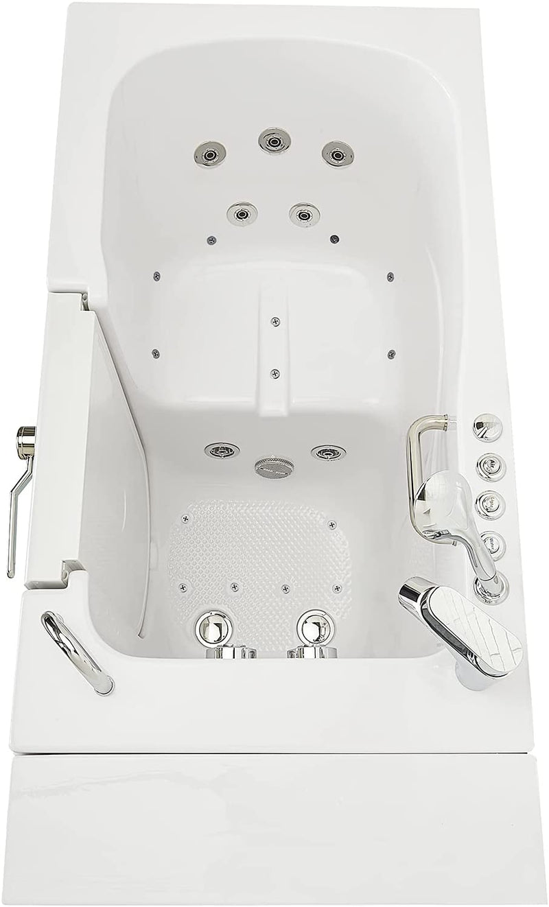 Ellas Bubbles Monaco 32x52 Acrylic Air and Hydro Massage Walk-In Bathtub with Left Outward Swing Door, 2 Piece Fast Fill Faucet, 2" Dual Drain (Dual 2 Piece Faucet Right), White 8