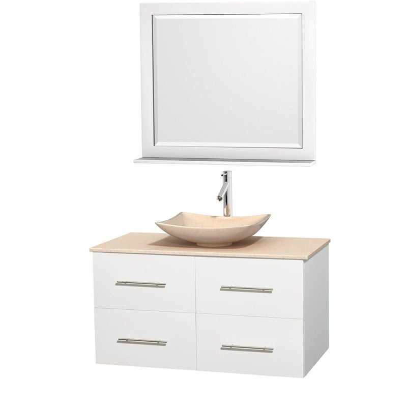 Wyndham Collection Centra 42" Single Bathroom Vanity Set for Vessel Sink - Matte White WC-WHE009-42-SGL-VAN-WHT