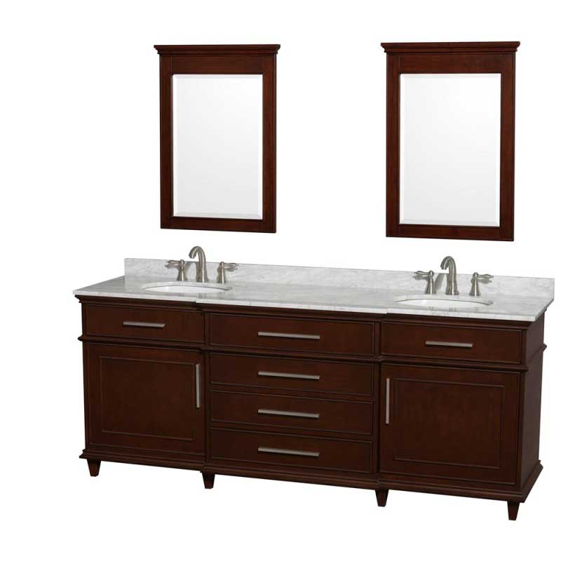 Wyndham Collection Berkeley 80" Double Bathroom Vanity - Dark Chestnut WC-1717-80-DBL-CDK